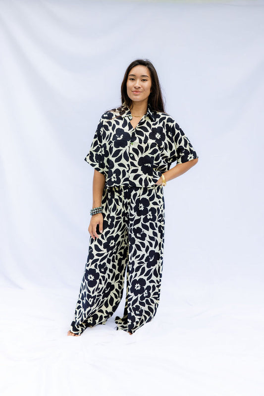 Talia Top - Island Ink, Moana Hibiscus, Lila Hibiscus