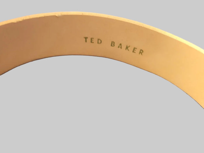 Ted Baker Pink & Gold Leather Waist-Belt - Snakeskin Print - Buckle - Good Used Condition