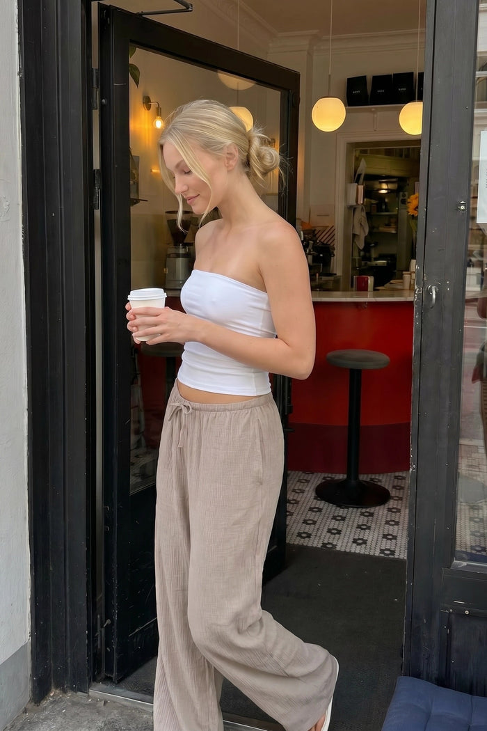 Textured Flowy Wide Leg Pant