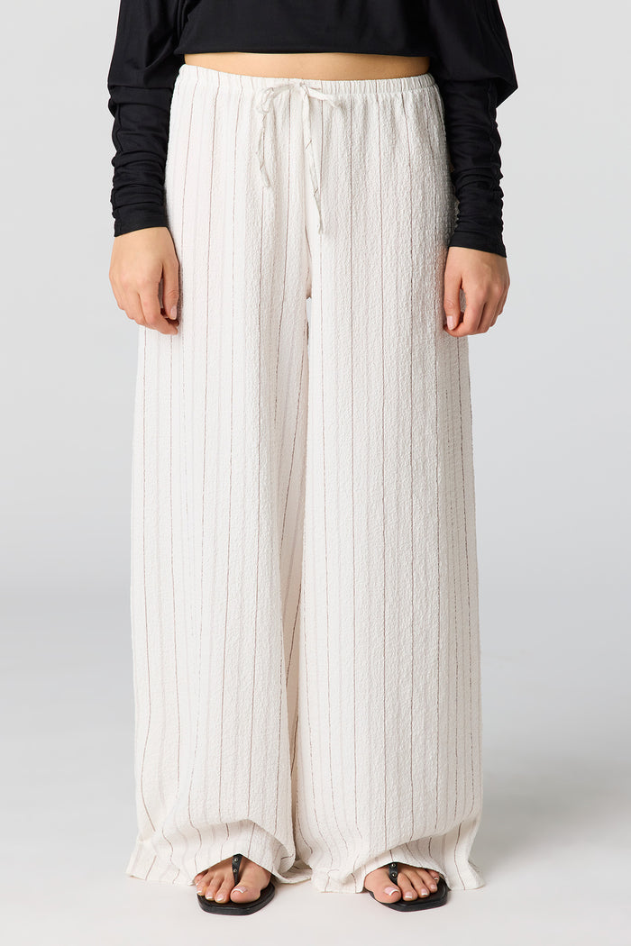 Textured Flowy Wide Leg Pant