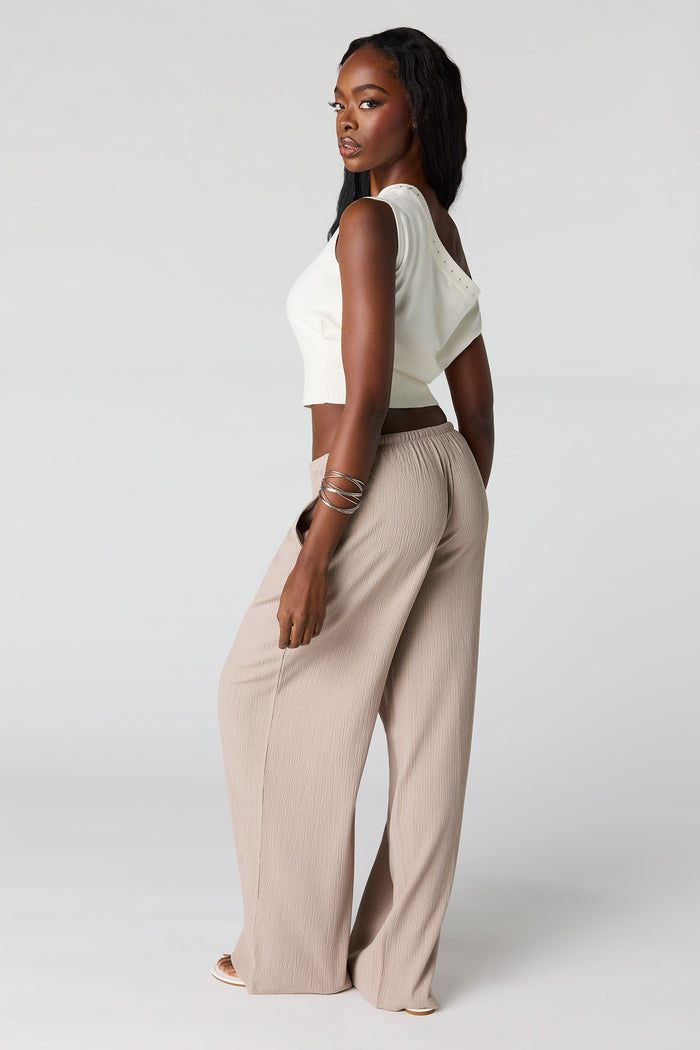 Textured Flowy Wide Leg Pant
