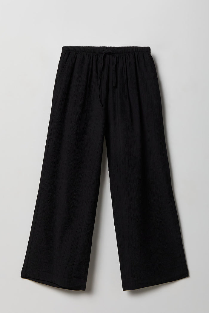 Textured Flowy Wide Leg Pant