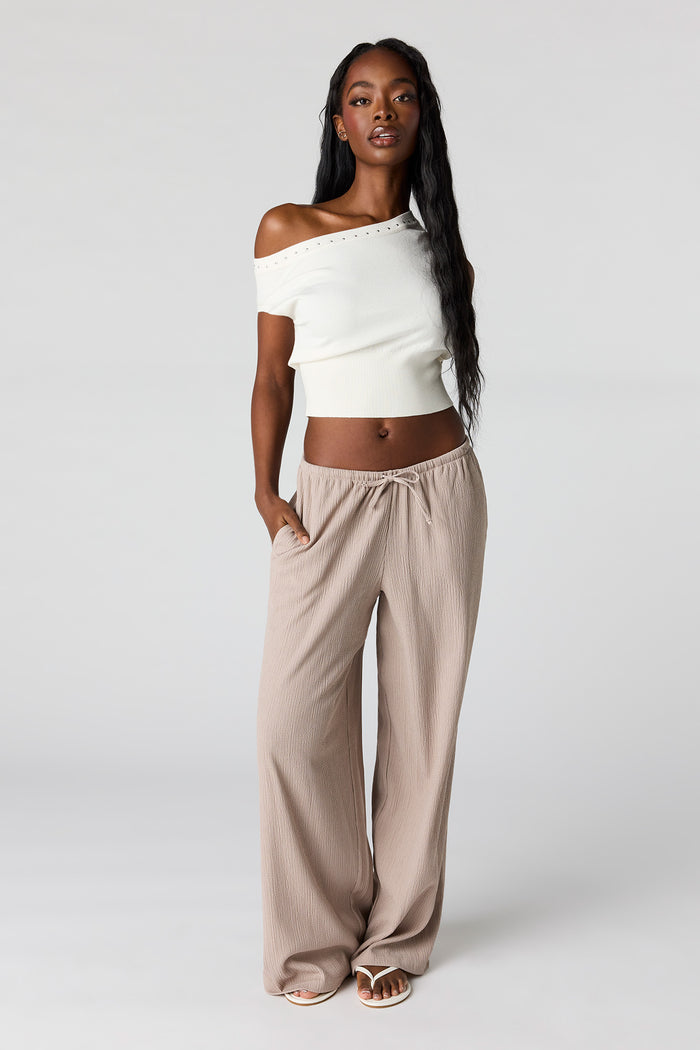 Textured Flowy Wide Leg Pant