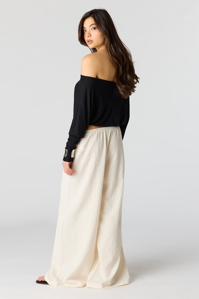 Textured Flowy Wide Leg Pant
