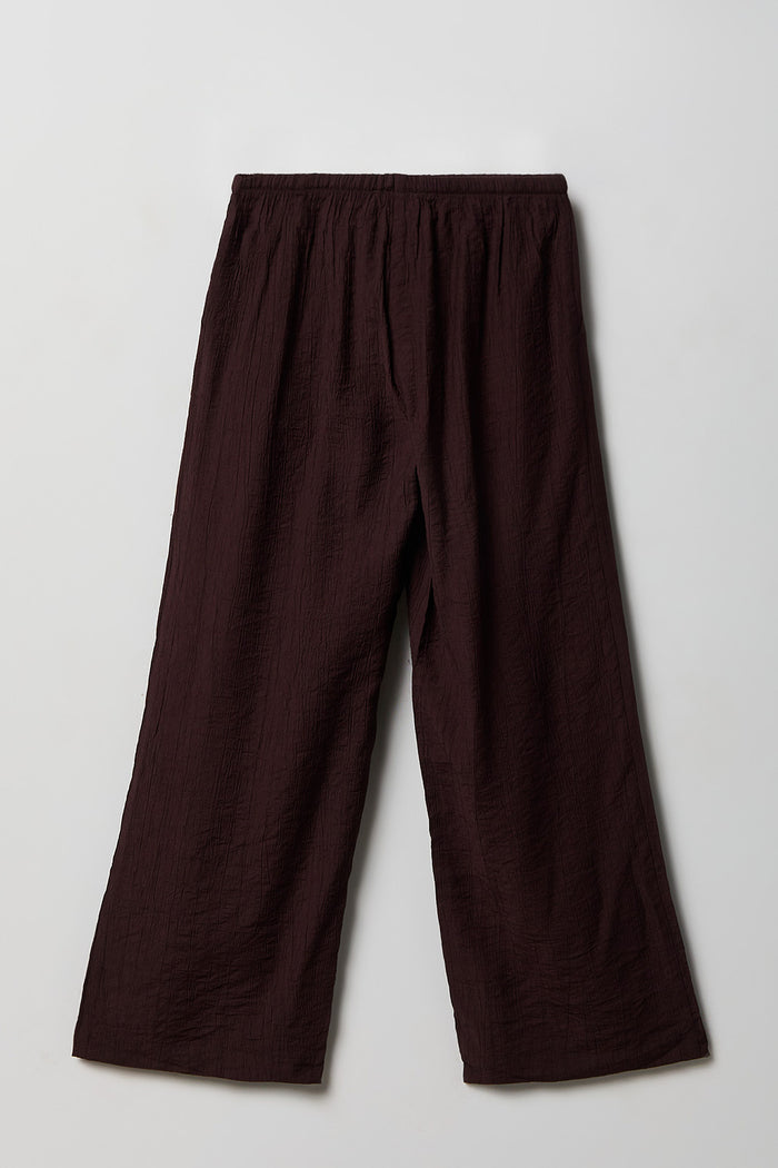 Textured Flowy Wide Leg Pant