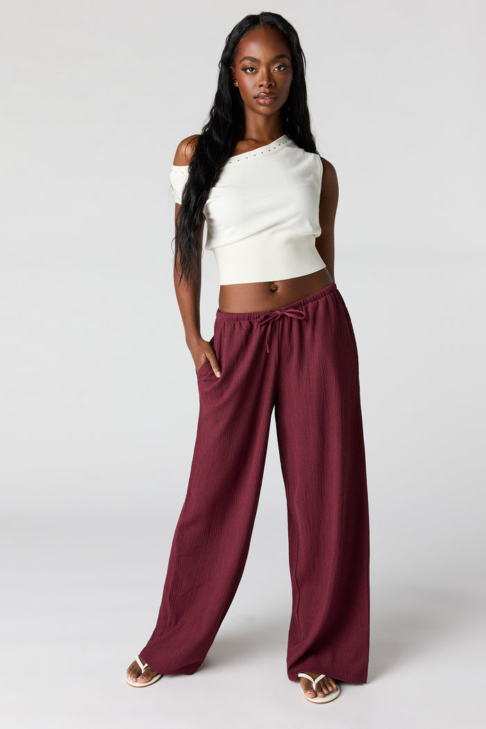 Textured Flowy Wide Leg Pant