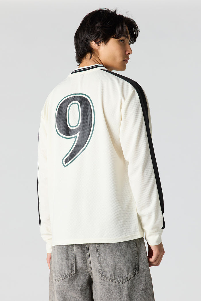 Textured Graphic Long Sleeve Polo