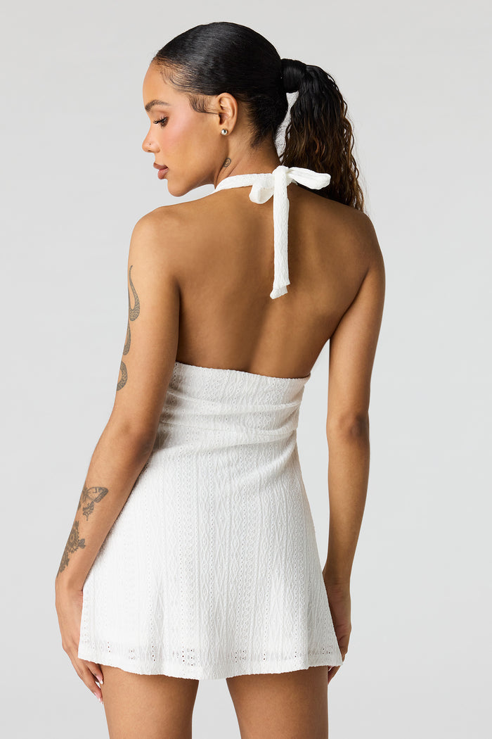 Textured Mini Halter Dress