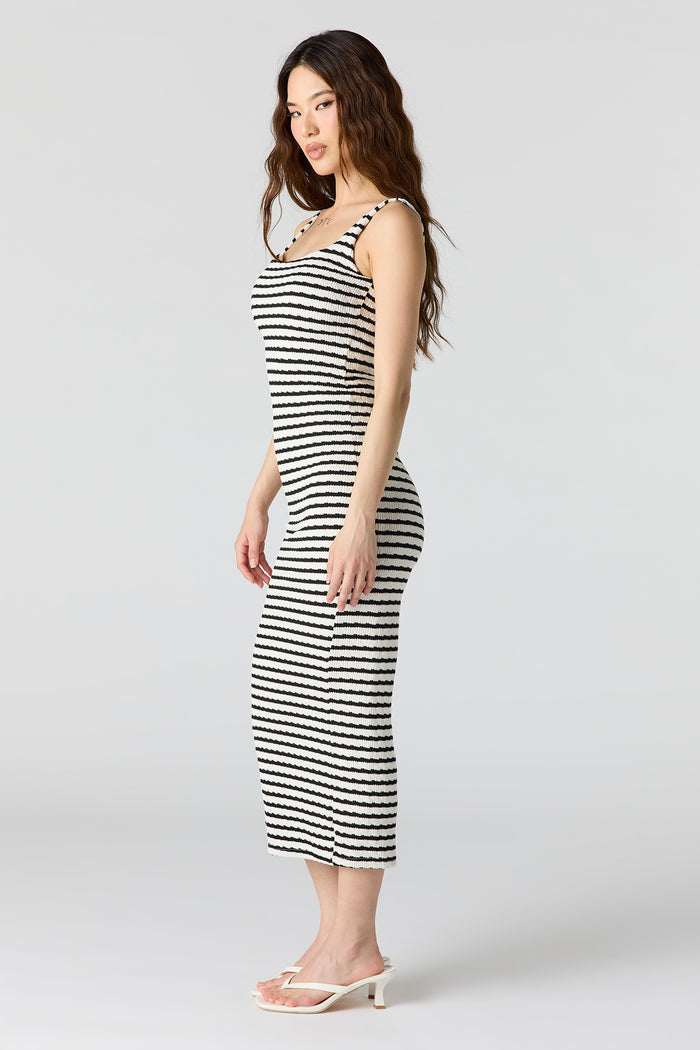 Textured Square Neck Bodycon Midi Dress