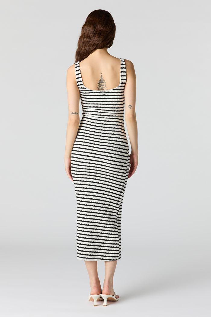 Textured Square Neck Bodycon Midi Dress