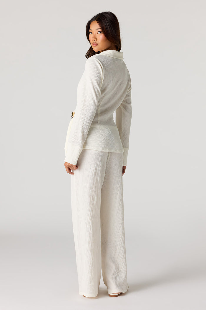 Textured Wide Leg Pant