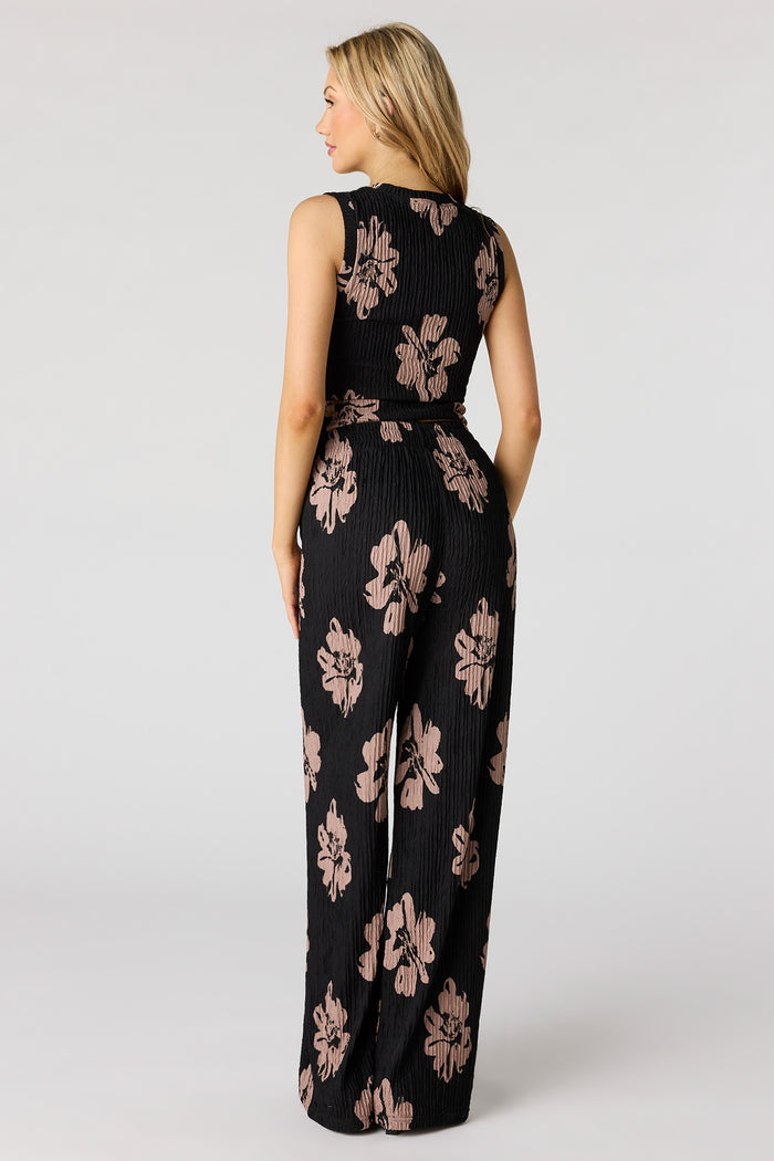 Textured Wide Leg Pant
