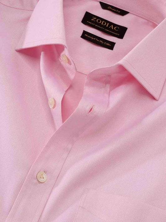 Tramonti Pink Solid Full Sleeve Single Cuff Classic Fit Classic Formal Two Ply Mercerized Cotton Shirt