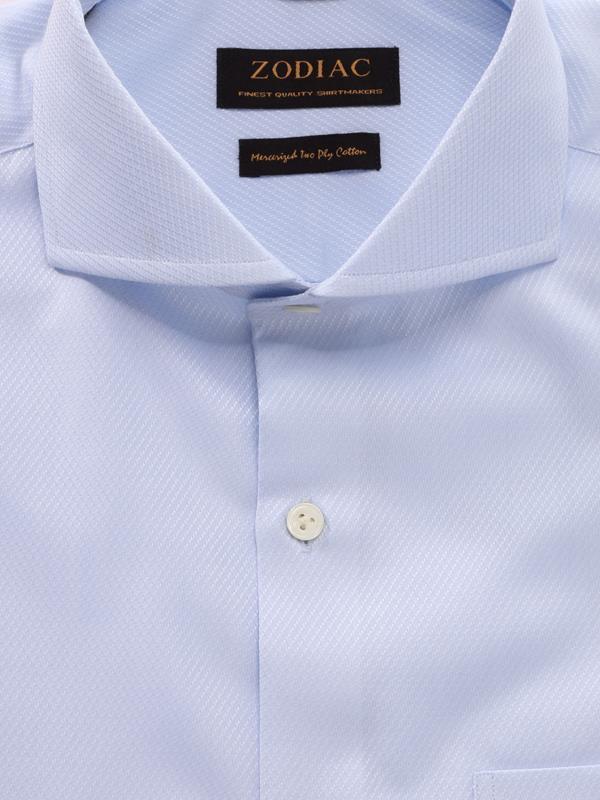 Tramonti Sky Solid Full Sleeve Single Cuff Tailored Fit Classic Formal Two Ply Mercerized Cotton Shirt
