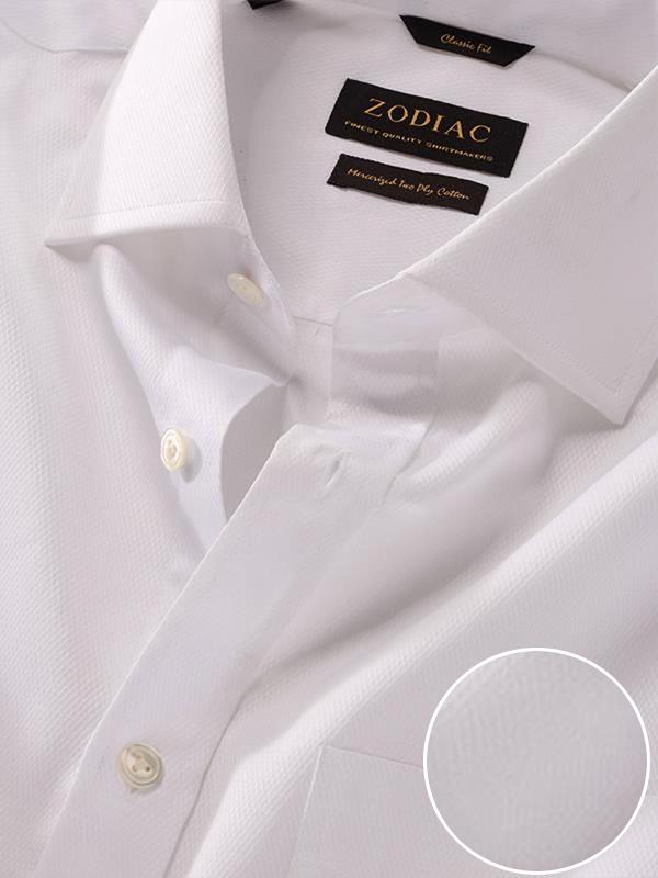 Tramonti White Check Full Sleeve Single Cuff Classic Fit Classic Formal Two Ply Mercerized Cotton Shirt
