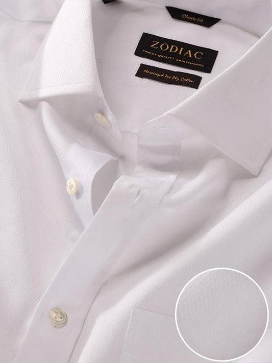 Tramonti White Check Full Sleeve Single Cuff Classic Fit Classic Formal Two Ply Mercerized Cotton Shirt