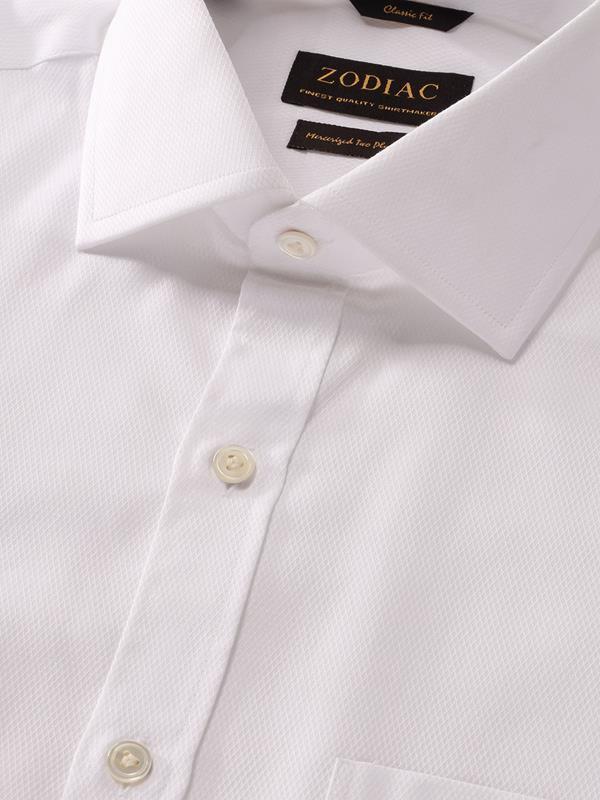 Tramonti White Check Full Sleeve Single Cuff Classic Fit Classic Formal Two Ply Mercerized Cotton Shirt