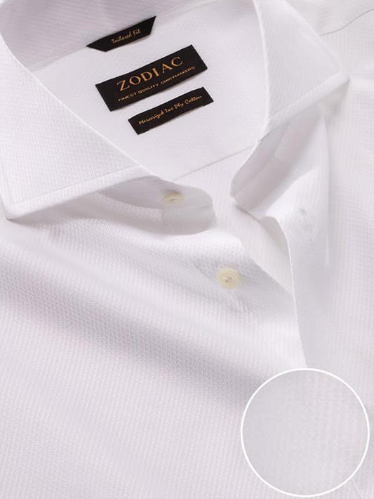 Tramonti White Solid Full Sleeve Single Cuff Tailored Fit Classic Formal Two Ply Mercerized Cotton Shirt