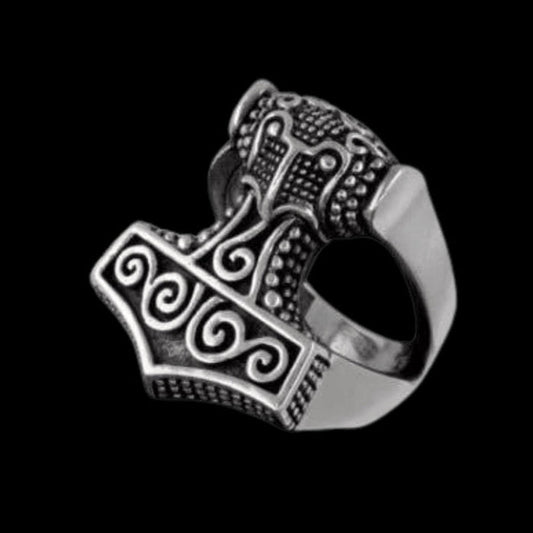 vkngjewelry Bagues Thunder God Thor Hammer Mjölnir Futhark Odin Norse Biker Ring 925 Sterling Silver