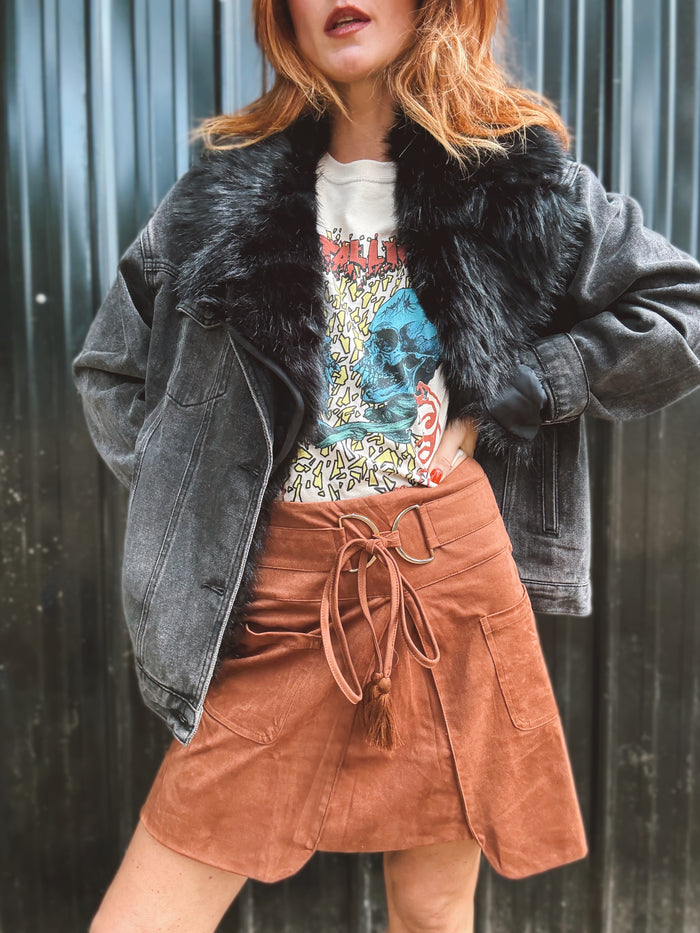 Tularosa Faux Suede Mini Skirt