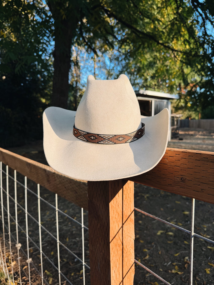 Twister Diamond Ribbon Hat Band Brown