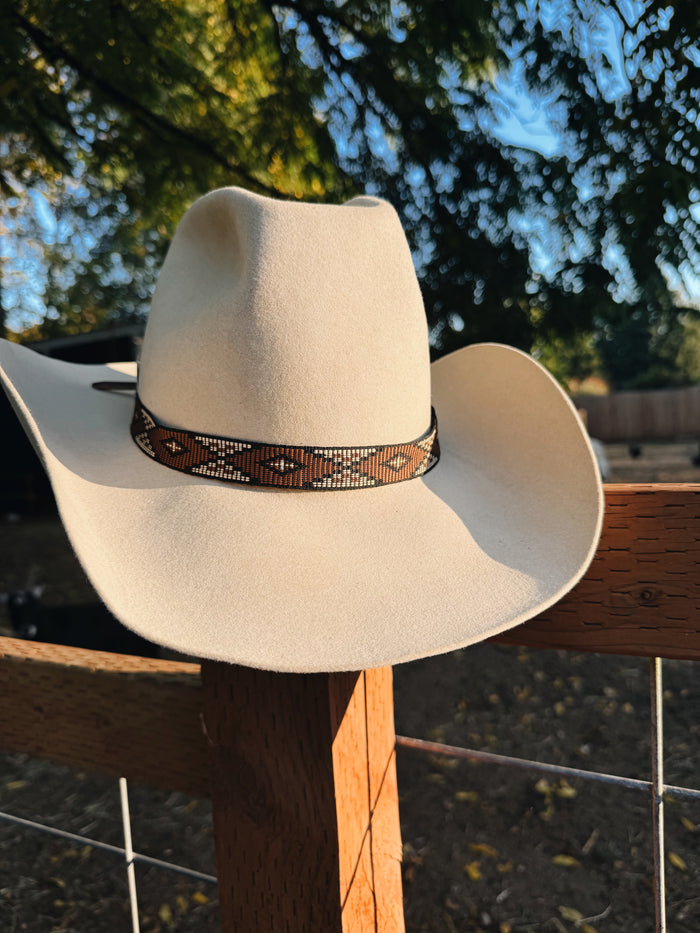 Twister Diamond Ribbon Hat Band Brown