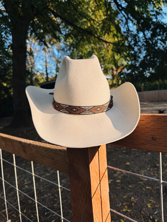 Twister Diamond Ribbon Hat Band Brown