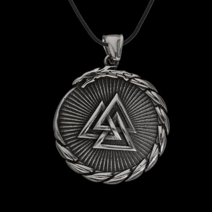 vkngjewelry Pendant Vegvisir and Valknut ringed with Jörmungandr 316L Pendant