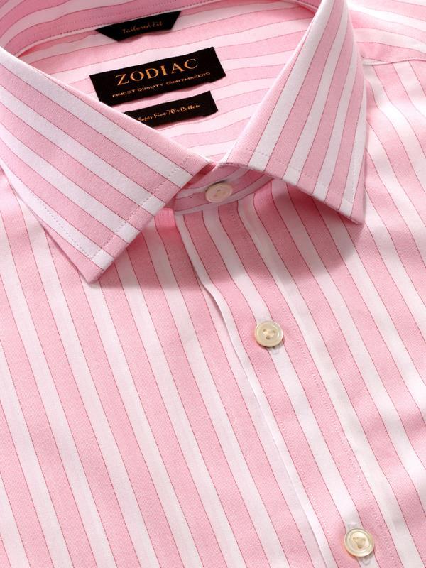 Venete  Pink Striped Half Sleeve Classic Fit Semi Formal Super Fine Cotton Shirt