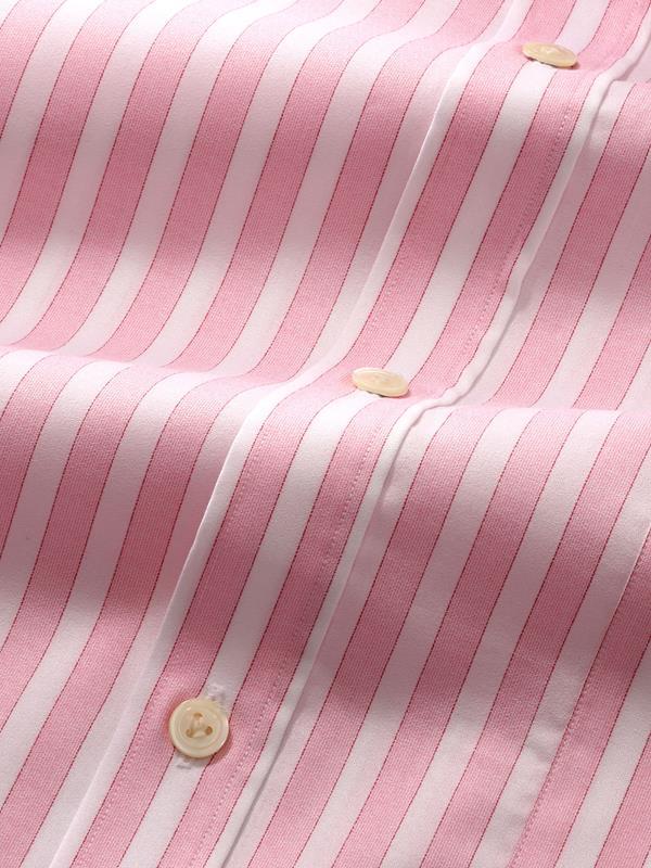 Venete  Pink Striped Half Sleeve Classic Fit Semi Formal Super Fine Cotton Shirt