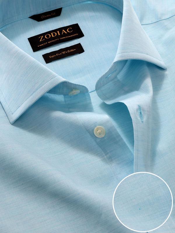 Venete  Turquoise Solid Half Sleeve Classic Fit Semi Formal Super Fine Cotton Shirt
