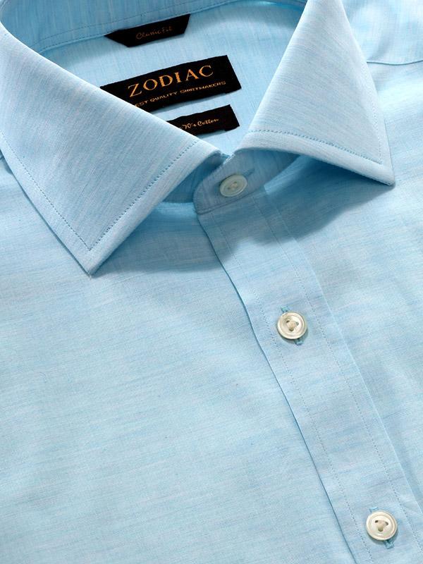 Venete  Turquoise Solid Half Sleeve Classic Fit Semi Formal Super Fine Cotton Shirt