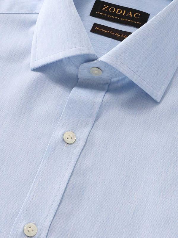 Vercelli Sky Solid Full Sleeve Single Cuff Classic Fit Semi Formal Two Ply Mercerized Cotton Shirt