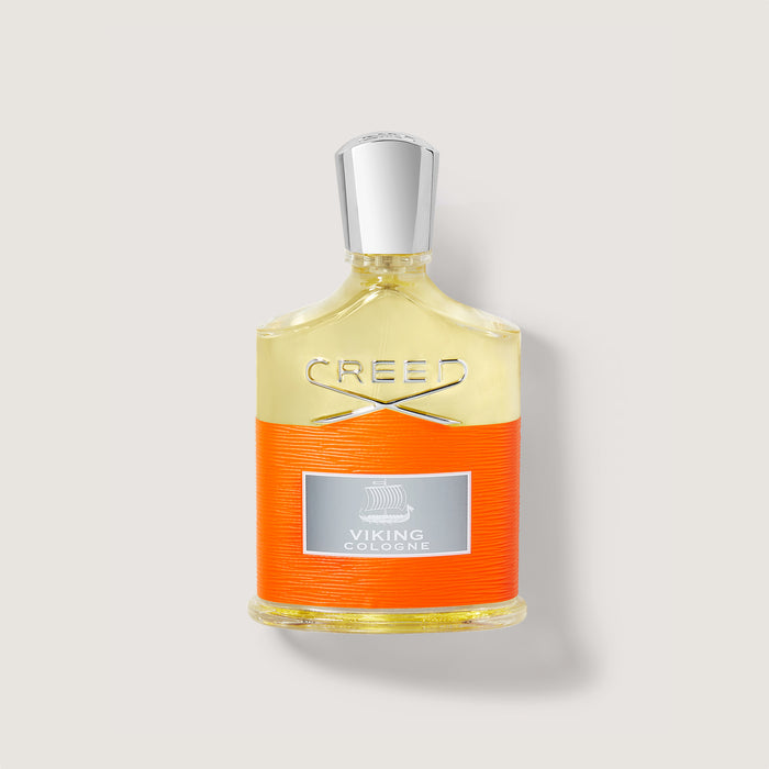 Creed Viking Cologne 100ml Bottle - Orange Label, Silver Cap, Front View | Creed Fragrances