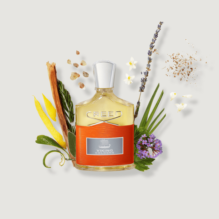 Viking Cologne with Lemon, Lavender and Woody Notes - Ingredient Flat Lay | Creed Fragrances