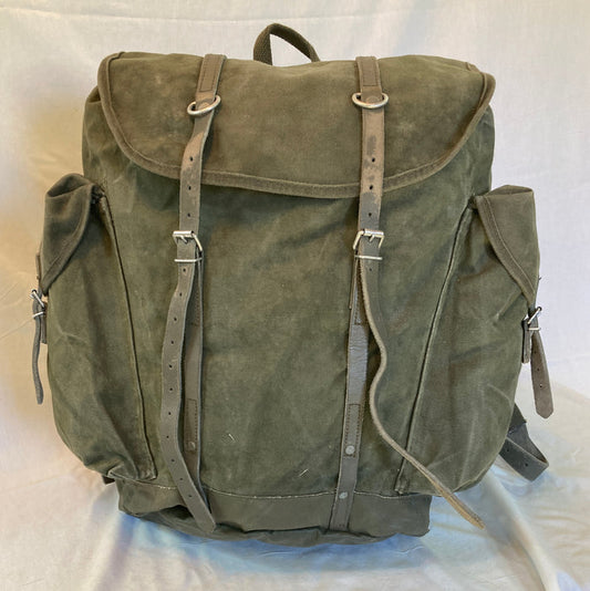 Vintage West German Bundeswehr Backpack – Rare 1970s-90s Leather Strap Military Surplus