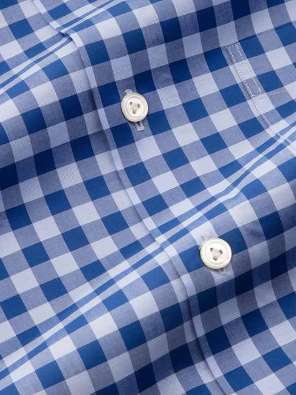 Vivace Navy Check Full Sleeve Single Cuff Tailored Fit Semi Formal Silk Touch Egyptian Giza Cotton Shirt