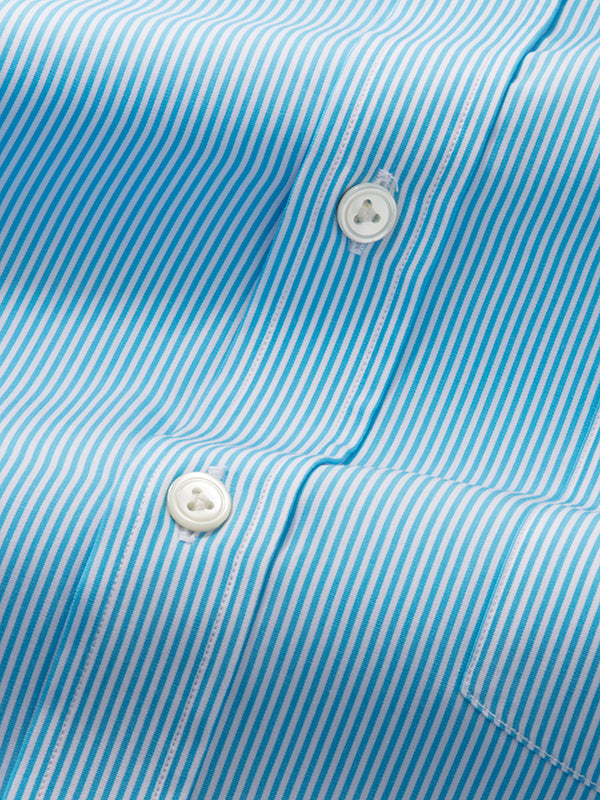 Vivace Turquoise Striped Full Sleeve Classic Fit Semi Formal Silk Touch Egyptian Giza Cotton Shirt