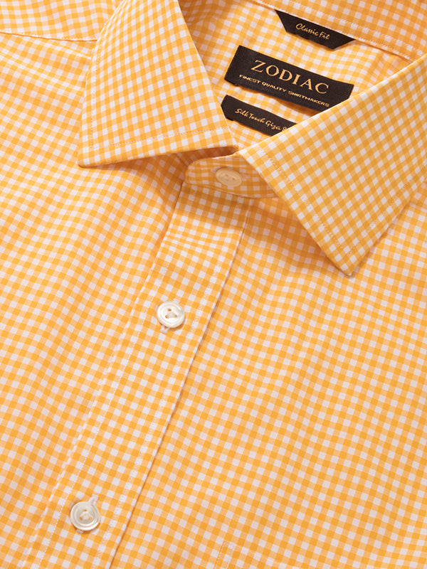 Vivace Yellow Check Full Sleeve Classic Fit Semi Formal Silk Touch Egyptian Giza Cotton Shirt