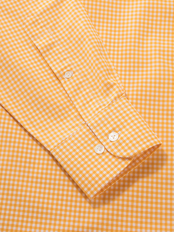 Vivace Yellow Check Full Sleeve Classic Fit Semi Formal Silk Touch Egyptian Giza Cotton Shirt