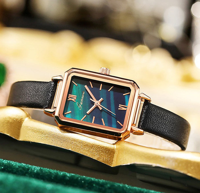 W4063 - Trendy Square Green Casual Watch