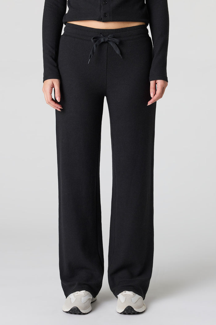 Waffle Knit Straight Leg Pant