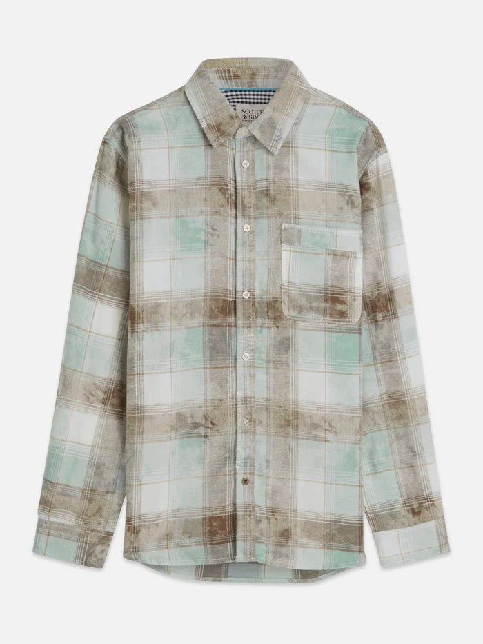 Washed Check Relaxed-Fit Shirt Tahitian Teal Check