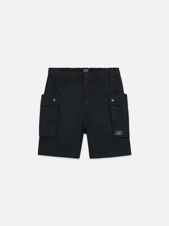 Washed Cotton-Blend Cargo Loose-Fit Bermuda Shorts Pageant Blue