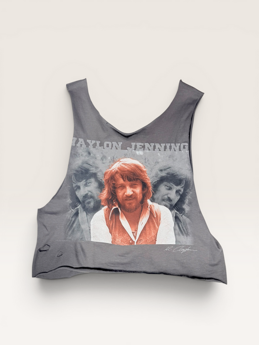 Waylon Jennings Chop Shop Cropped Muscle Tank