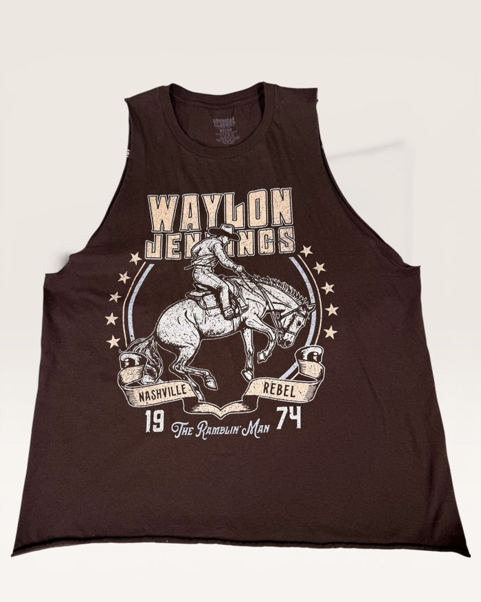 Waylon Jennings Rebel Chop Shop Muscle Tank