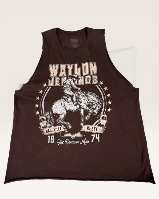 Waylon Jennings Rebel Chop Shop Muscle Tank