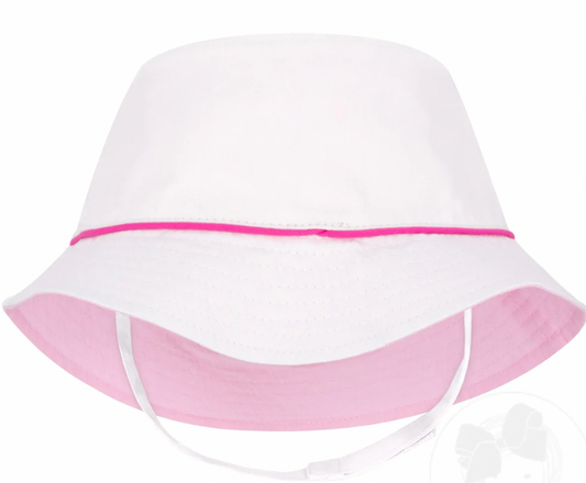 Wee Ones Reversible Embroidered Flower Add-A-Bow Bucket Hat