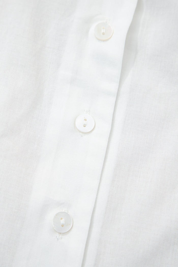 White Flower Eyelet Embroidered Patchwork Sheer Short Sleeve Shirt