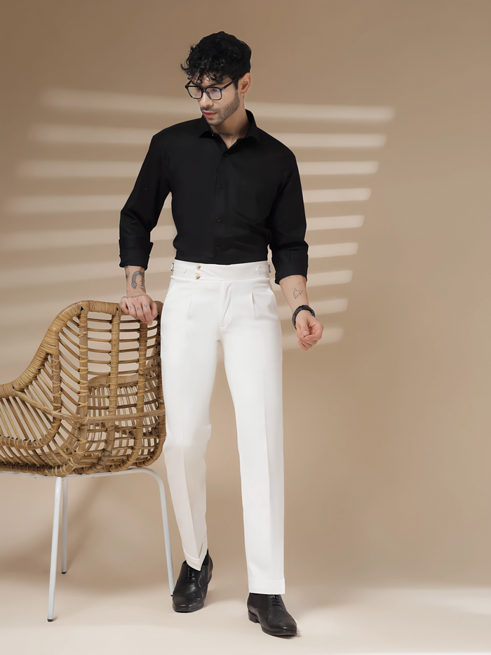 White Signature Buttoned Gurkha Pants by ITALIAN VEGA®